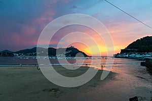 Sunset at the bay of San Sebastian