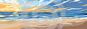Sunset at he beach abstract art vectors background