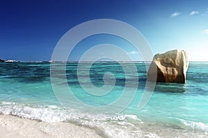 Sunset on the beach, Anse Source d'Argent, La Digue island
