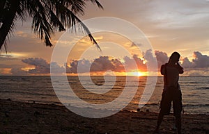 Sunset on the beach at Anyer,Serang