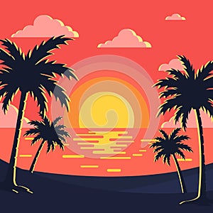 Sunset / beach background vector image