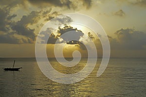 Sunset on the beach of Bamburi