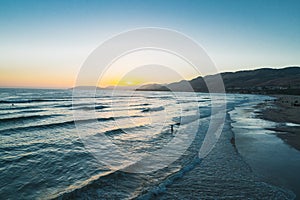 Sunset on the Beach. Beautiful Pacific Ocean, Pismo Beach, California