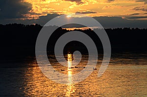 Sunset on the beach with beautiful sky