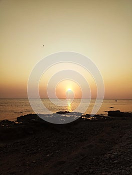 sunset on beach of bondo jepara central java