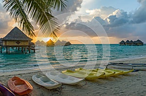 Sunset in a beach in Bora Bora