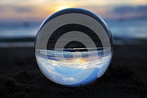 Sunset at Beach Captured in Glass Ball