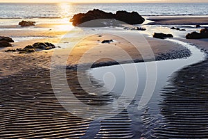 sunset at a beach of the Crozon peninsula, France