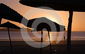 Sunset on the beach in Essaouria, Morocco