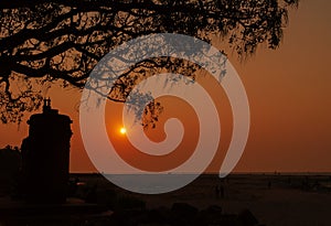 Sunset on the beach in Fort Kochi