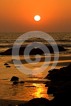 Sunset on the beach in Goa