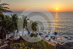 Sunset on the beach, Goa, India