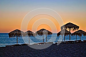 Sunset on beach in Greece. photo
