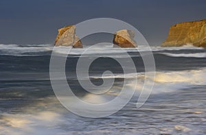 Sunset on the beach of Hendaye, France