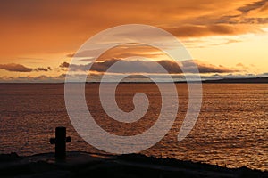 Sunset on the beach in Iceland photo