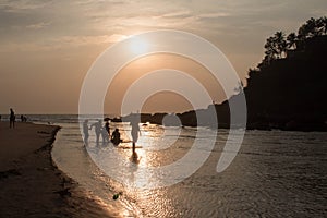 Sunset on the beach at india