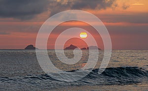 Sunset on the beach of Ipanema