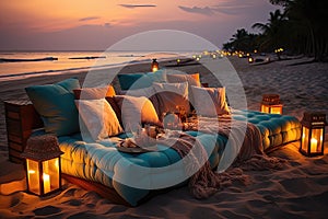 Sunset on the beach. Luxury vacation concept