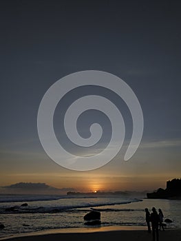 Sunset beach magichour view