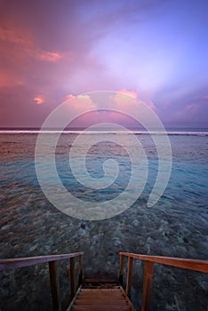 Sunset on beach, Maldives