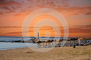 Sunset  at a beach in Marbella, Spain