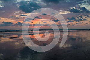 Sunset on the beach of Matapalo in Costa Rica photo