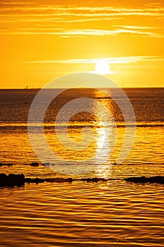 Sunset on the beach on Mauritius Island