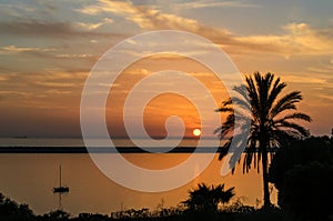 Sunset on the beach of Mazagon , Huelva , Spain photo