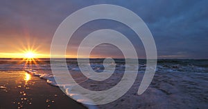 Sunset , beach of Messanges, Landes department, Nouvelle Aquitaine, France