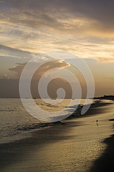 Sunset on the beach near Farallon fishing village, Cocle Province, Panama photo