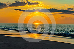 Sunset on the beach on north side of the Provincelands Cape Cod,