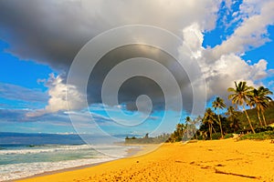 Sunset beach in Oahu, Hawaii