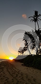Sunset at the beach in Ohau Hawaii