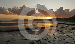 Sunset, Beach, Pacific Rim Nat. Park, Tofino, Vancouver Island, Canada