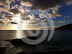 Sunset on a beach photo