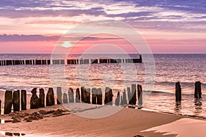 Sunset at the beach of Poland