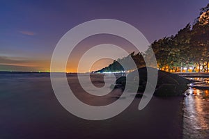 After sunset at the beach in Rayong, Thailand