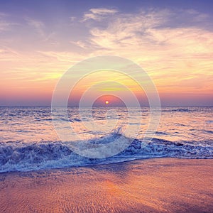 Sunset at a beach in Samoa