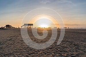 Sunset at the beach of Sankt Peter Ording