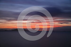 sunset on the beach. Seaside town of Turgutreis and spectacular sunsets. Selective Focus. Long Exposure shoot. tranquility scene