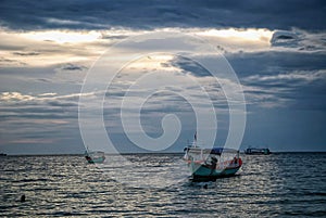 Sunset on the beach in sihanoukville, cambodia