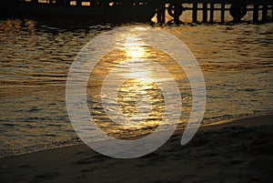 Sunset on the beach in sihanoukville, cambodia