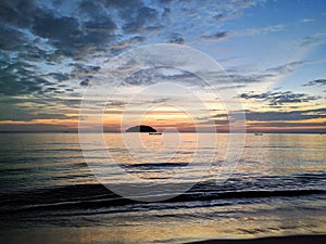 Sunset on the beach in sihanoukville, cambodia