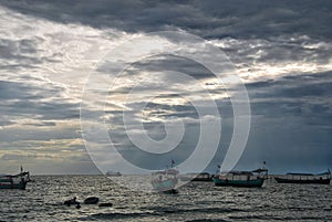 Sunset on the beach in sihanoukville, cambodia