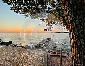 Sunset on the beach in Umag Croatia