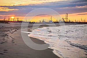 Sunset in the beach in WÅ‚adysÅ‚awowo