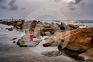 Sunset on the beaches of the Colombian Caribbean. photo