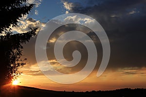 A sunset with beautiful clouds in the sky