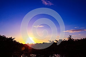 Sunset beautiful in sky dark color and silhouette tree colorfulsunset beautiful in sky dark color and silhouette tree colorful lan photo
