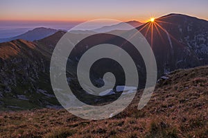 Sunset behind Bystra mountain at Western Tatras